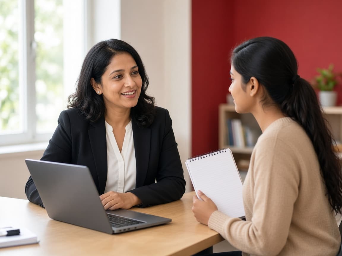 A counsellor guiding a student one to one